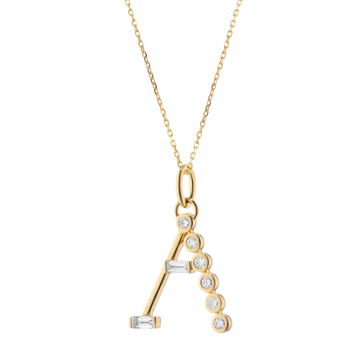 "A" Initial Charm on 17" Chain Necklace