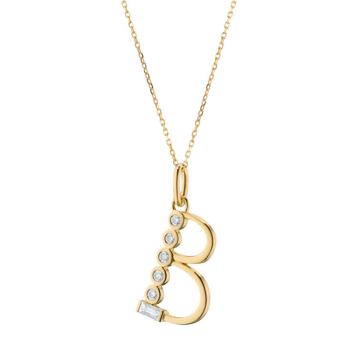 "B" Initial Charm on 17" Chain Necklace