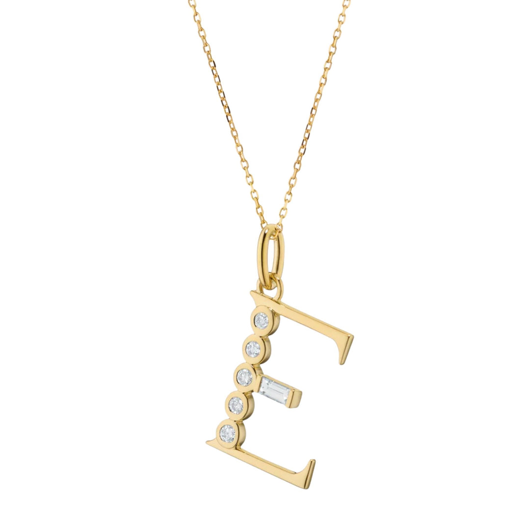 "E" Initial Charm on 17" Chain Necklace