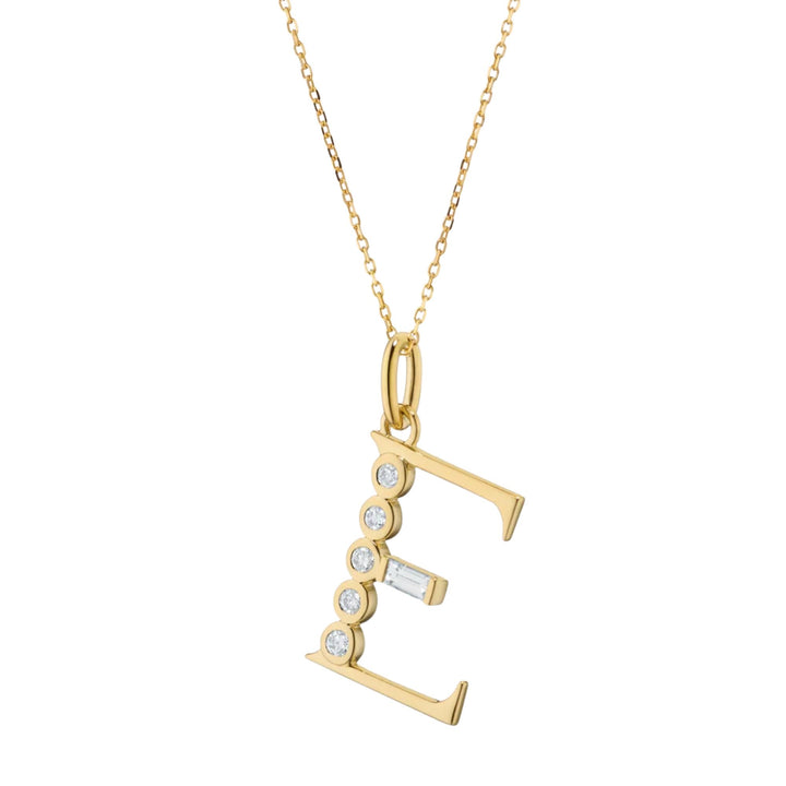 "E" Initial Charm on 17" Chain Necklace