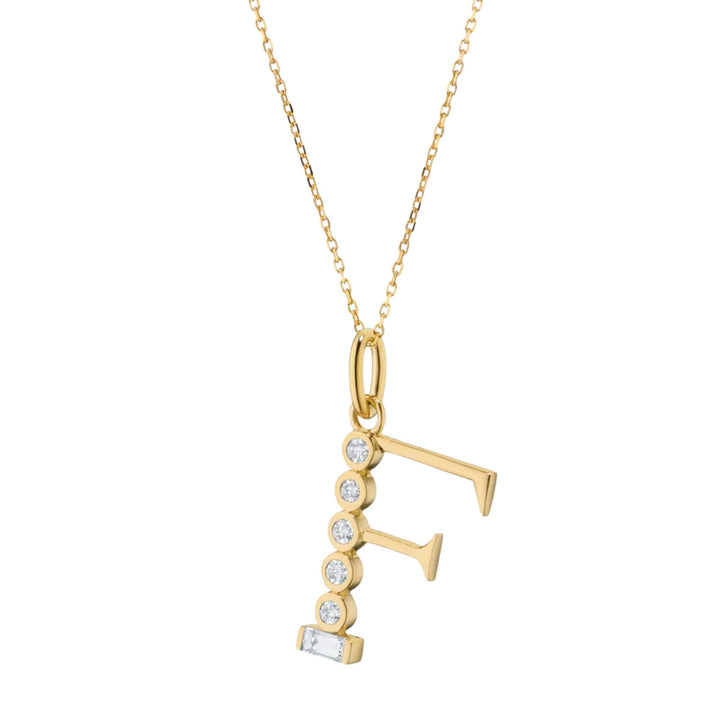 "F" Initial Charm on 17" Chain Necklace