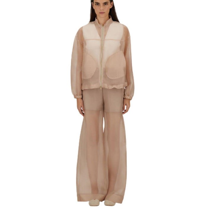 Silk Organza Bomber W Ruche Detail