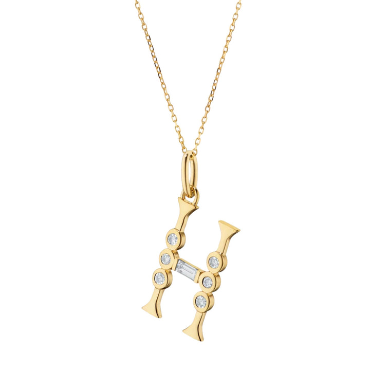 "H" Initial Charm on 17" Chain Necklace