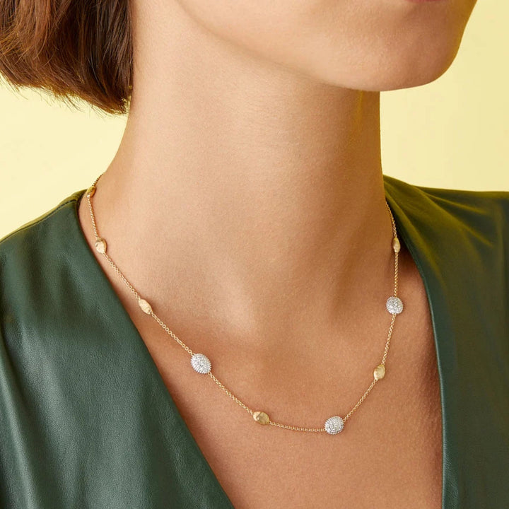 Siviglia Gold Diamond Bean Necklace 18K YG