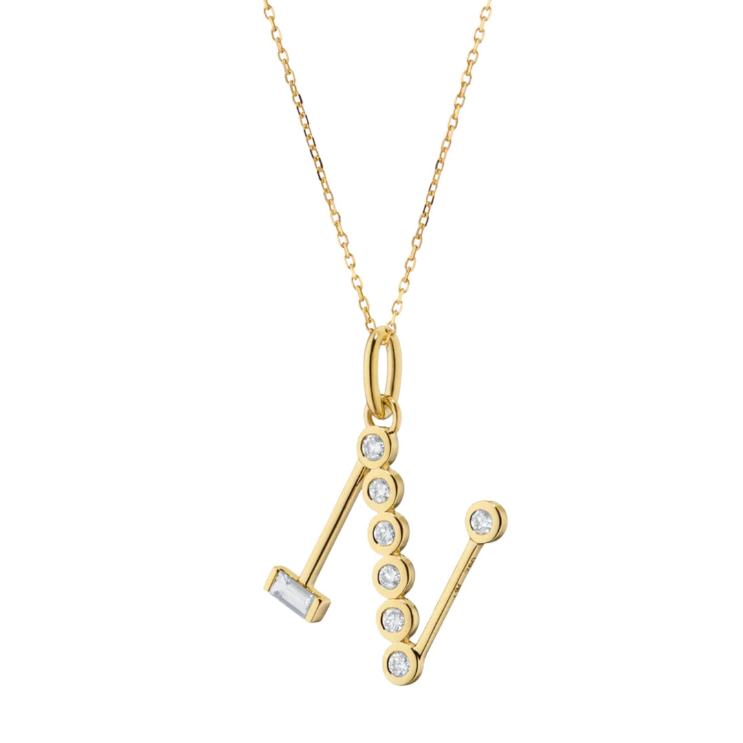 "N" Initial Charm on 17" Chain Necklace