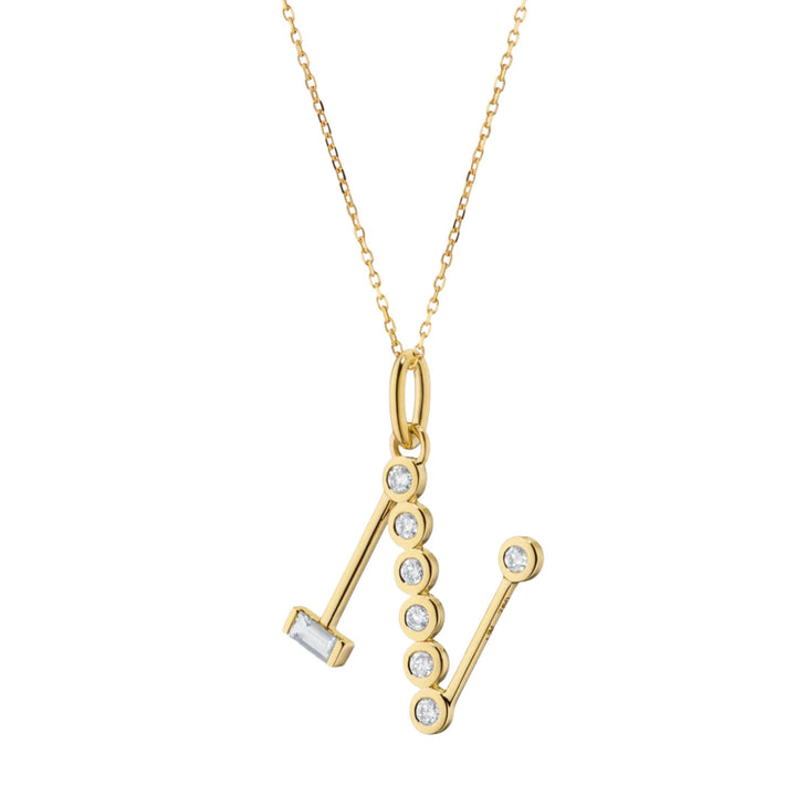 "N" Initial Charm on 17" Chain Necklace