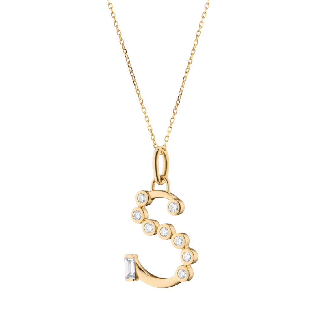 "S" Initial Charm on 17" Chain Necklace