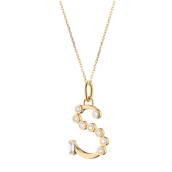 "S" Initial Charm on 17" Chain Necklace