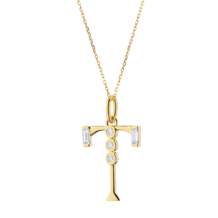 "T" Initial Charm on 17" Chain Necklace