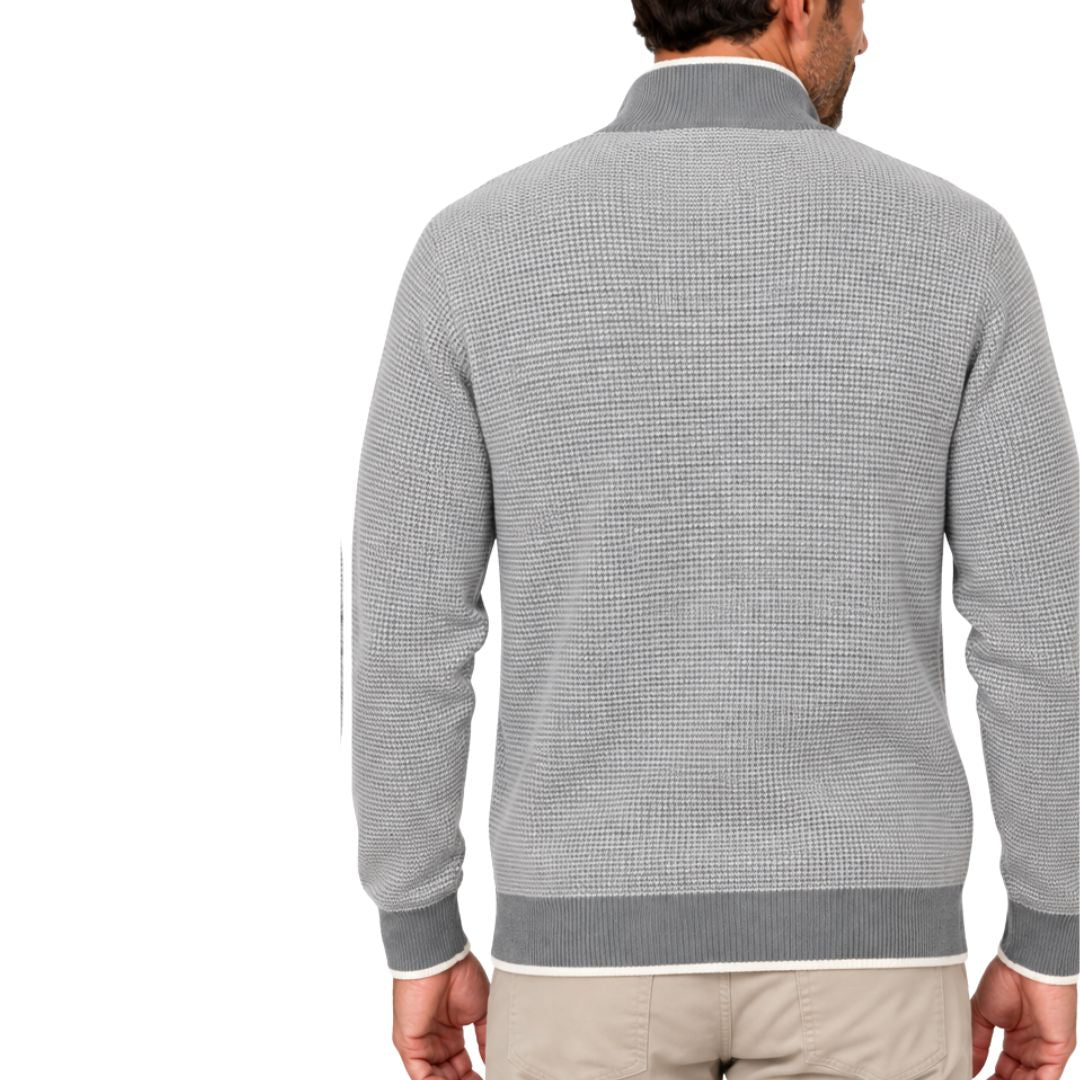 Quarter Zip Cashmere Sweater, Flannel Grey