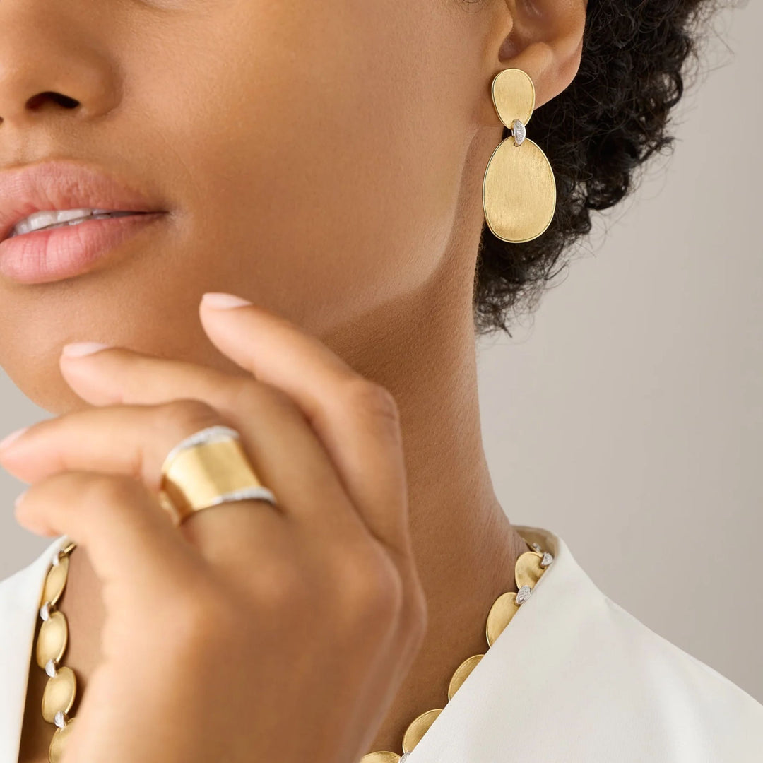 Lunaria Gold Petal Earrings with Diamonds 18K YG