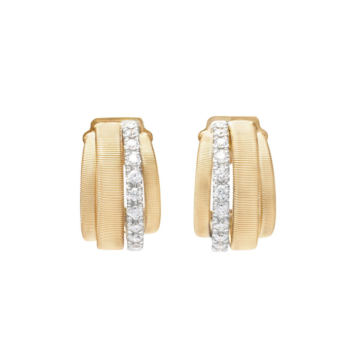 Masai Coil Huggie Earrings with Diamond Band 18K YG