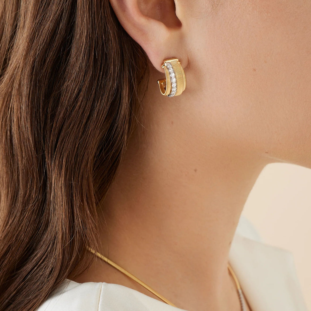 Masai Coil Huggie Earrings with Diamond Band 18K YG
