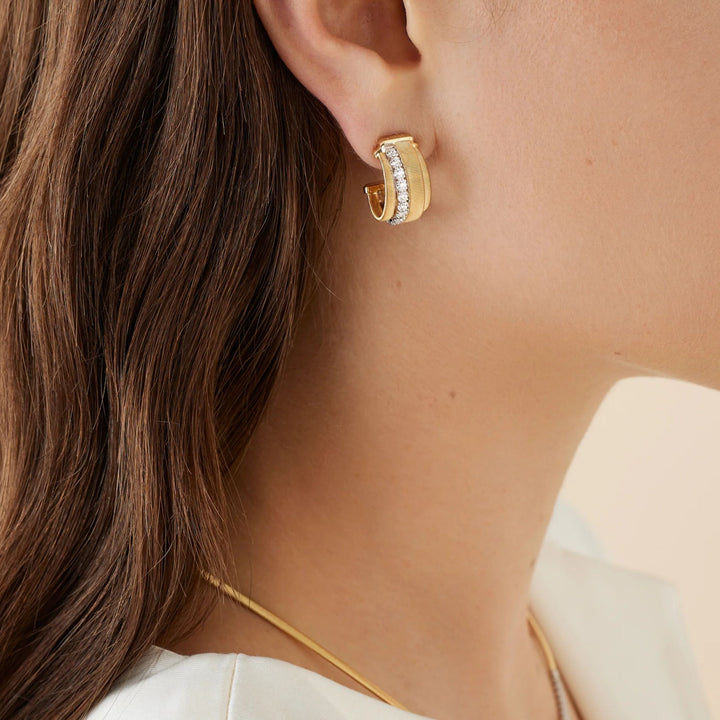 Masai Coil Huggie Earrings with Diamond Band 18K YG