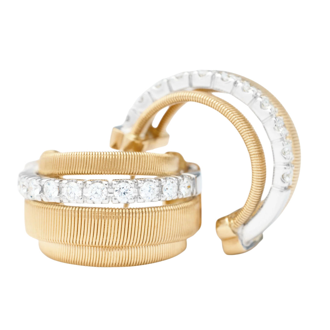 Masai Coil Huggie Earrings with Diamond Band 18K YG