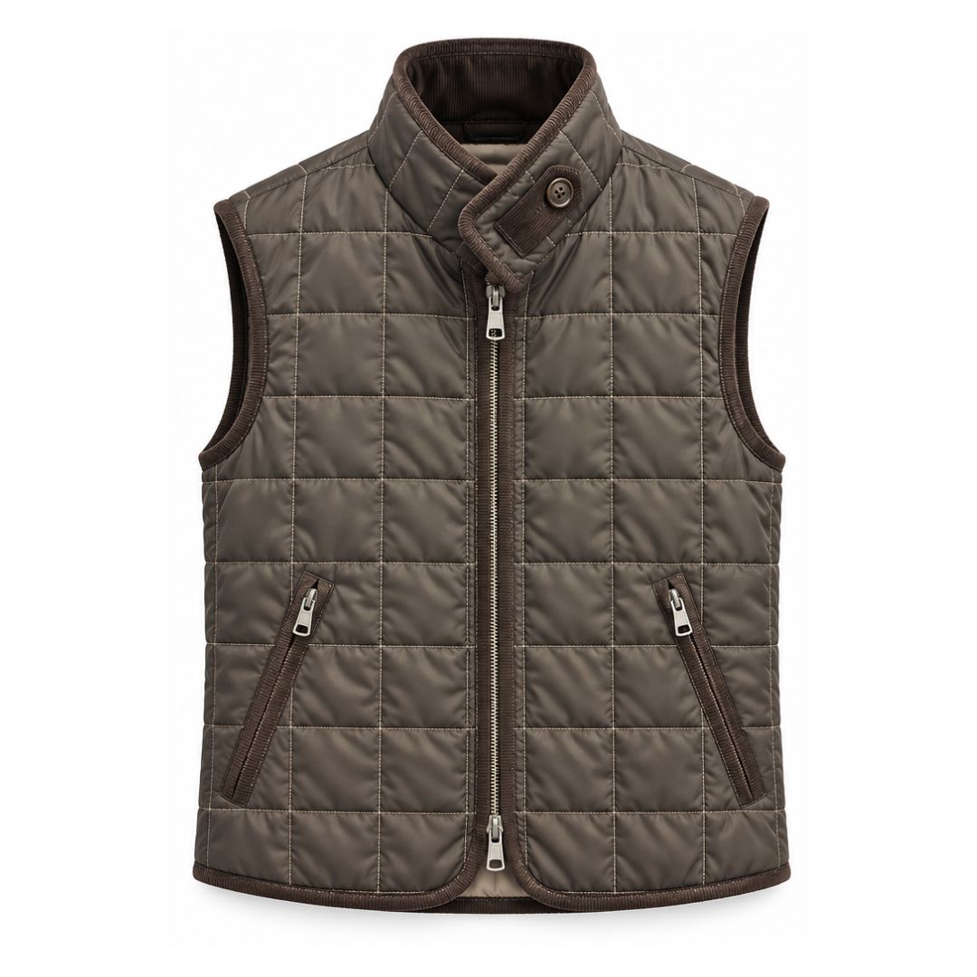 Box Quilt Vest, Espresso