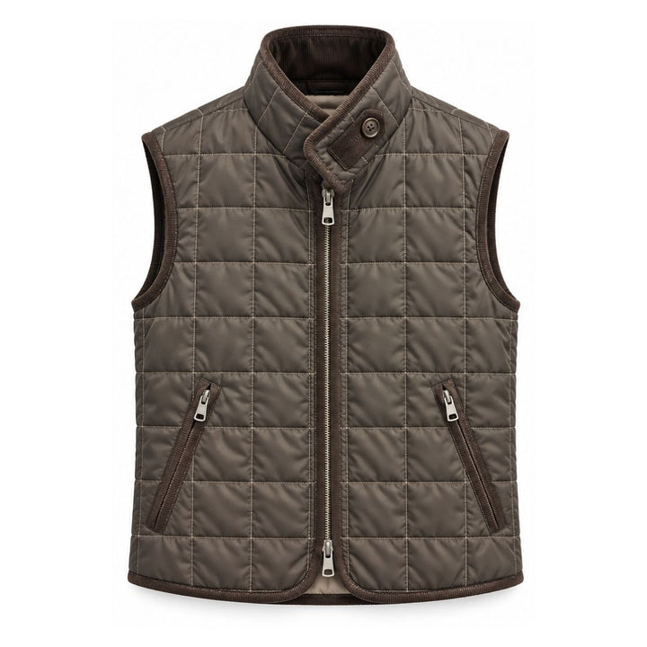 Box Quilt Vest, Espresso
