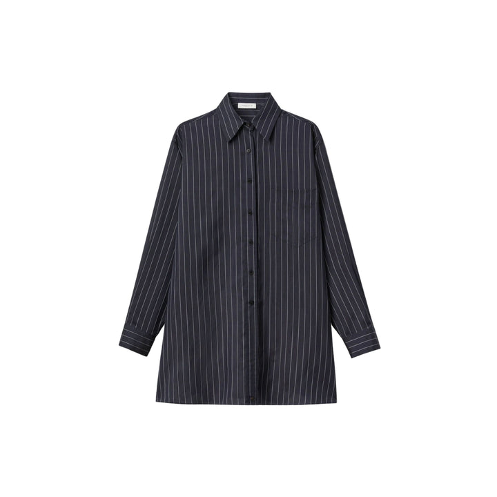 Pinstripe Silk Convertible Wrap Blouse