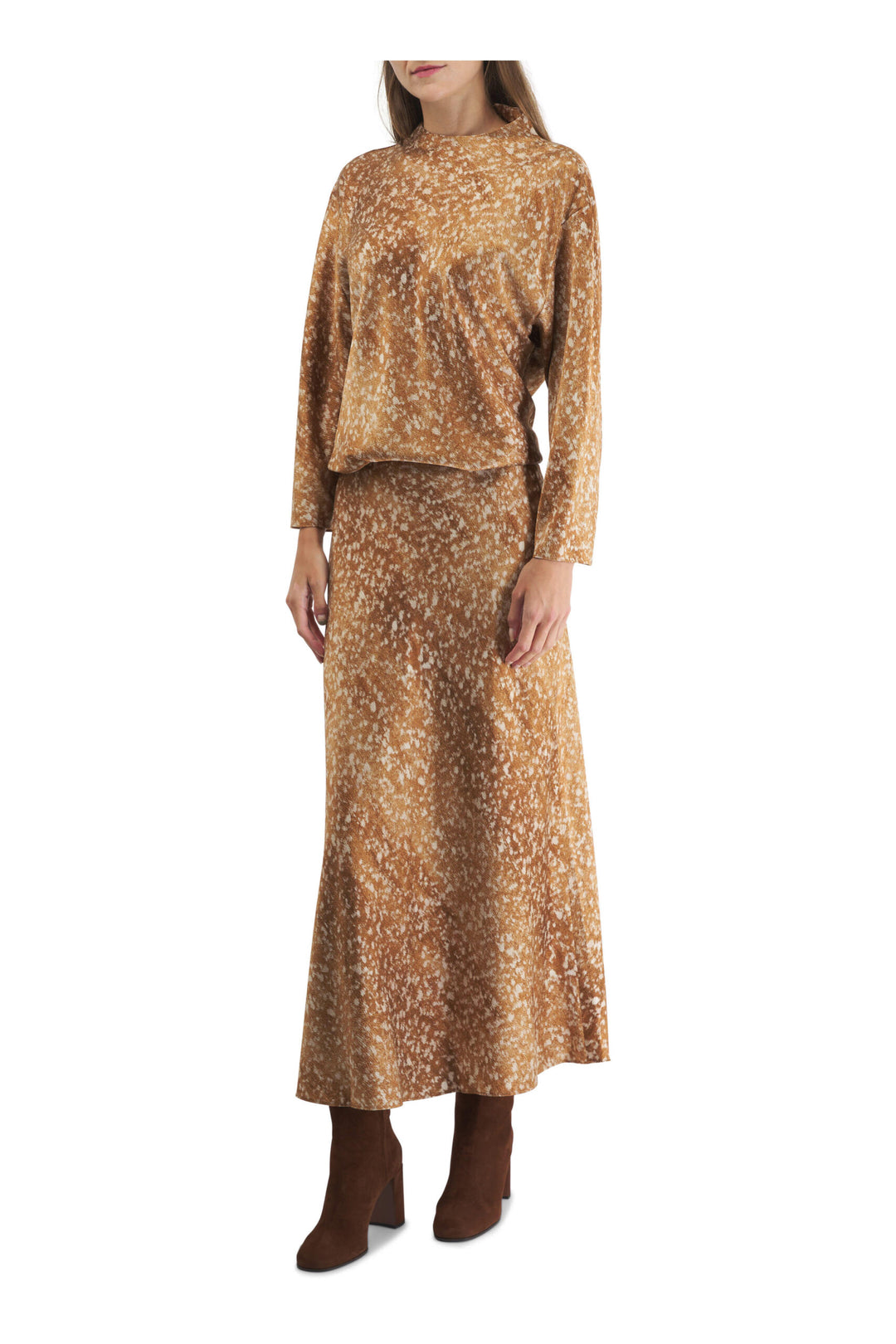 Bias Cut Flared Maxi Skirt