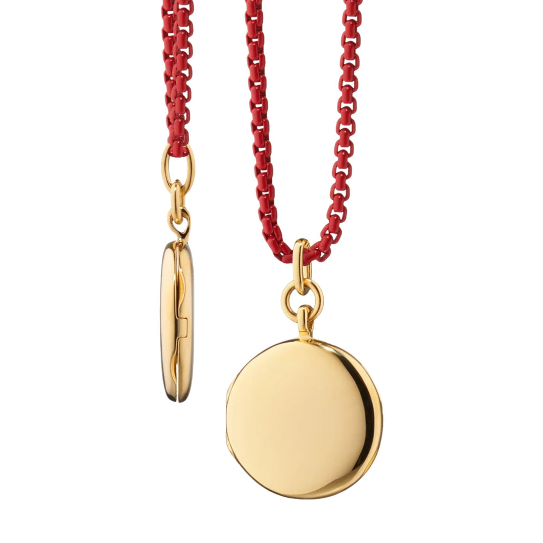 Slim Quinn Gold Locket on Red Skylar 20" Chain