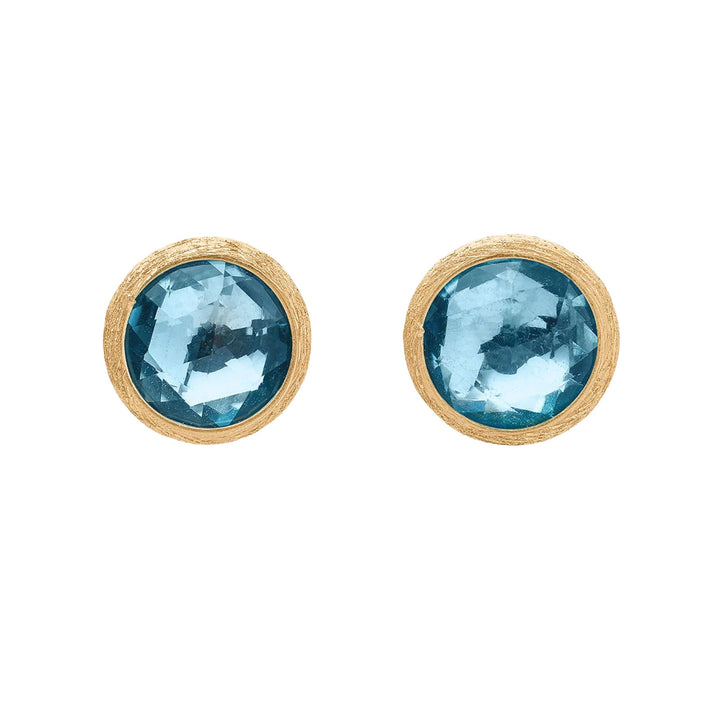 Jaipur Color Blue Topaz Stud Earrings 18K YG