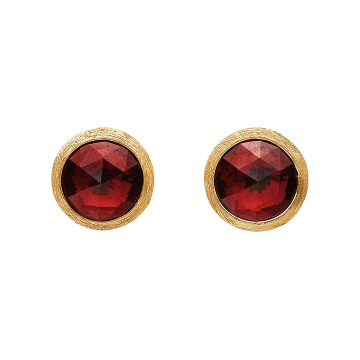 Jaipur Color Red Garnet Stud Earrings 18K YG