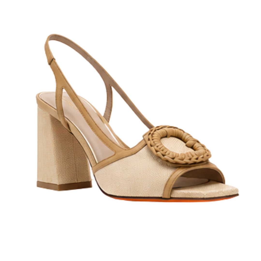 Sole Slingback in Beige Raffia
