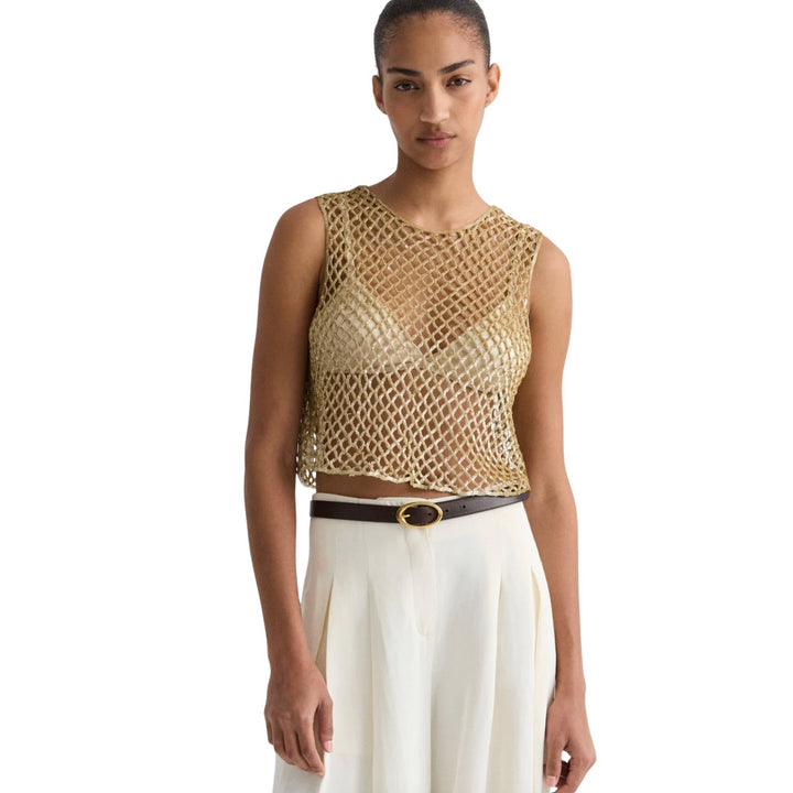 Sequined Muscle Tee - Olive Grey