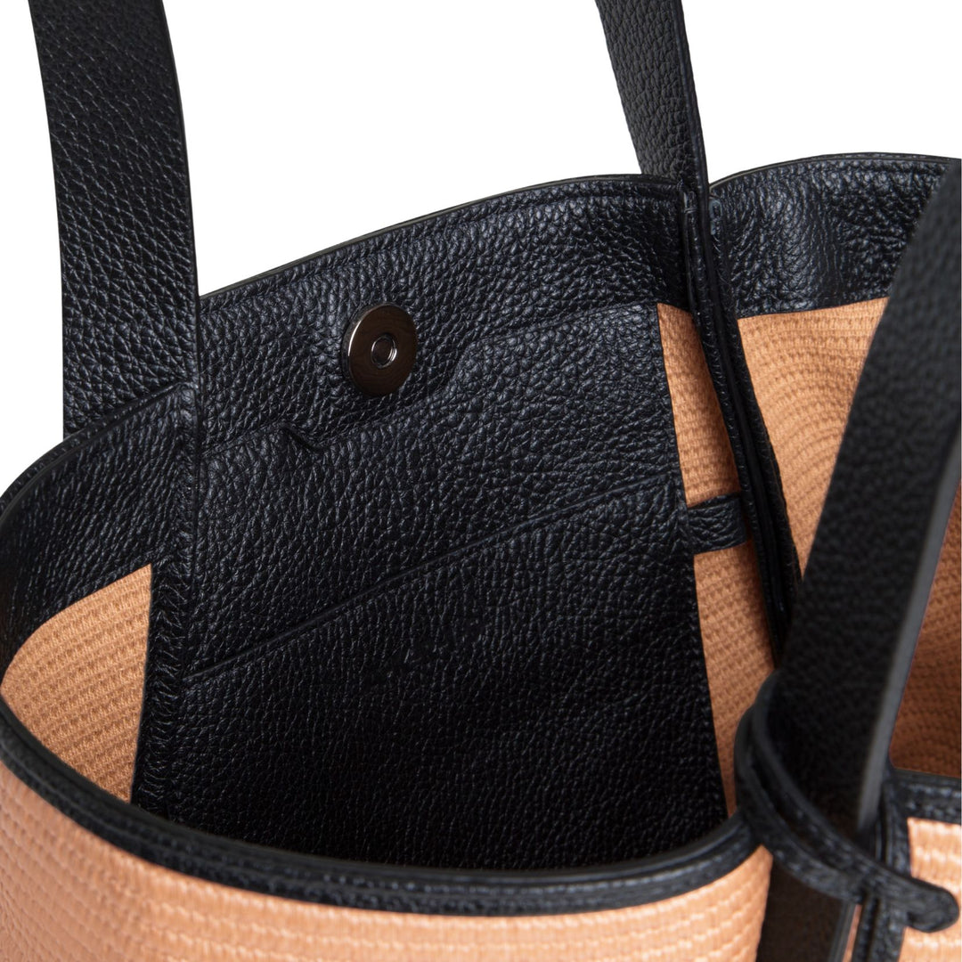 Alex Medium Tote in Camel and Black