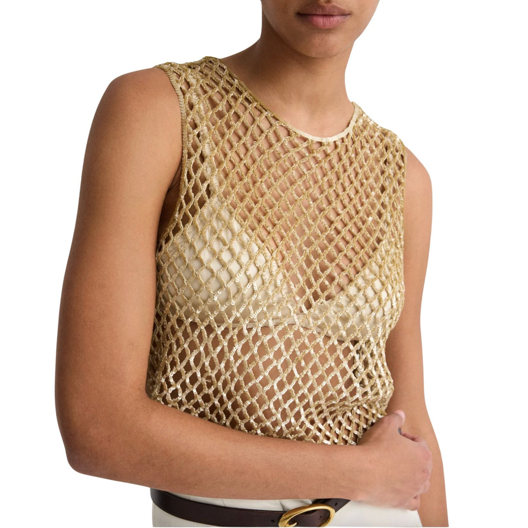 Sequined Muscle Tee - Olive Grey