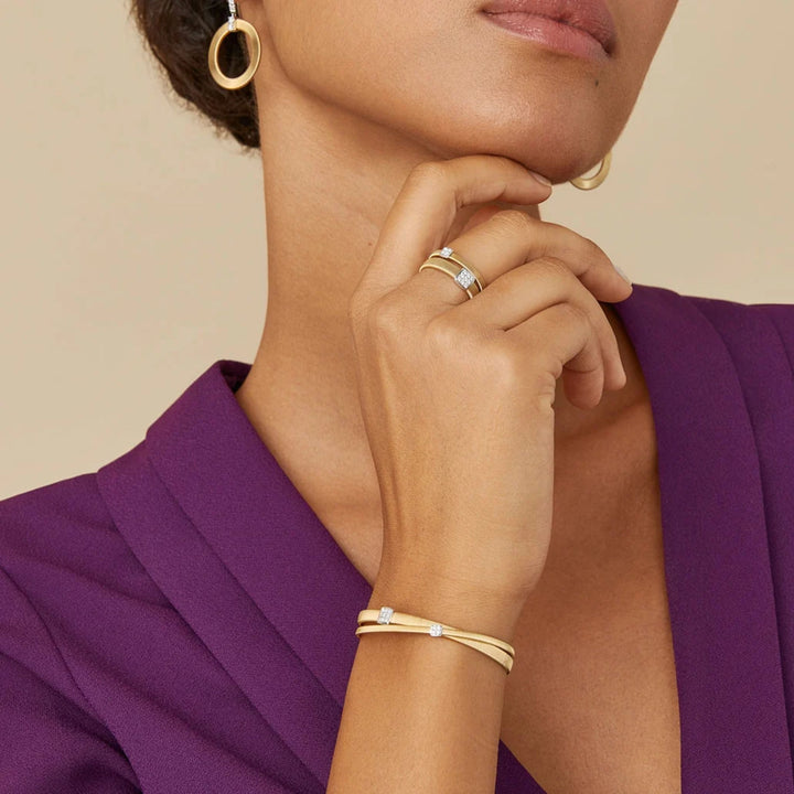 Masai Two Strand Coil Bracelet with Diamonds 18K YG