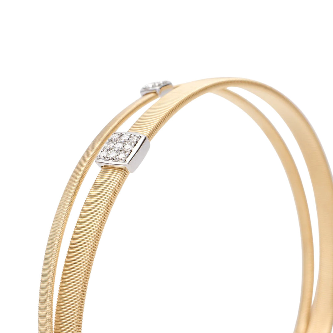 Masai Two Strand Coil Bracelet with Diamonds 18K YG