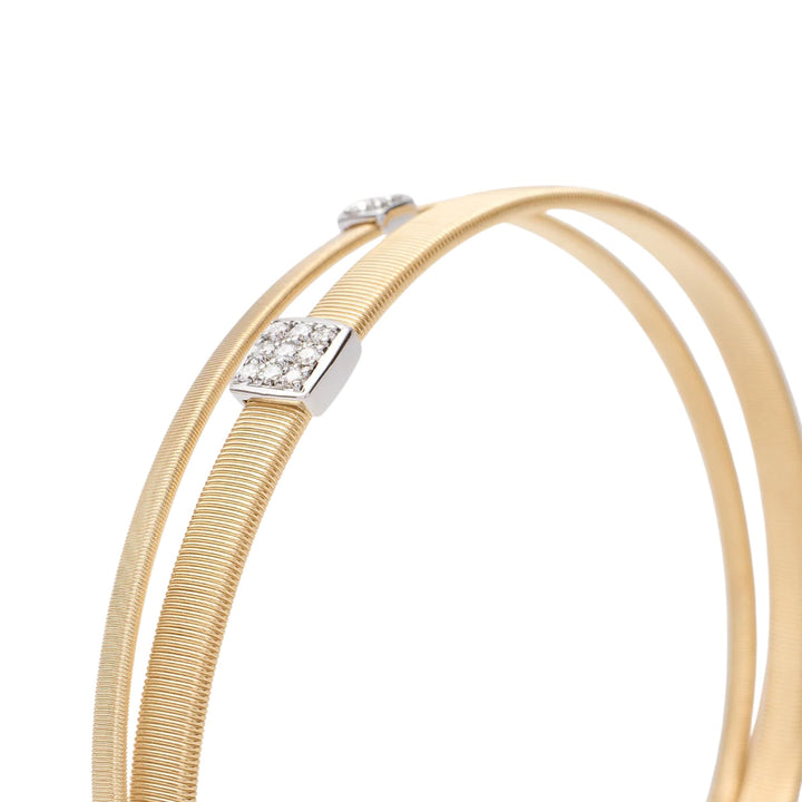 Masai Two Strand Coil Bracelet with Diamonds 18K YG