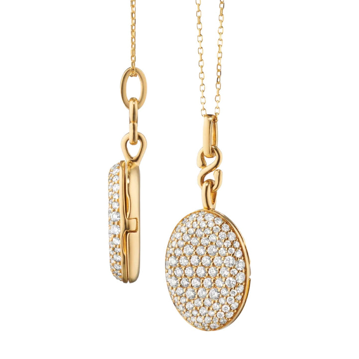 Slim "Kitt" 18K Gold Diamond Locket Necklace on 17" Chain
