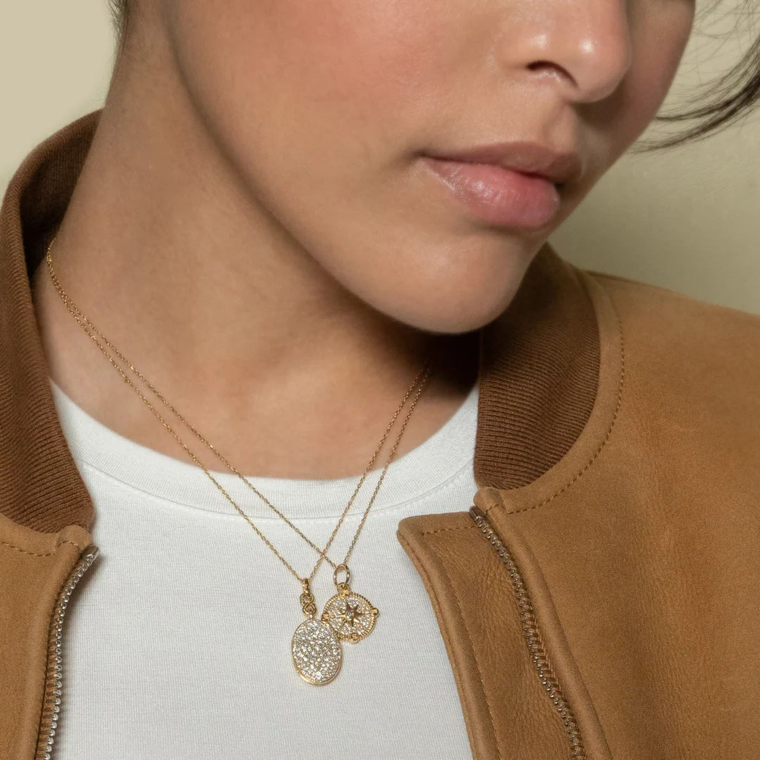 Slim "Kitt" 18K Gold Diamond Locket Necklace on 17" Chain