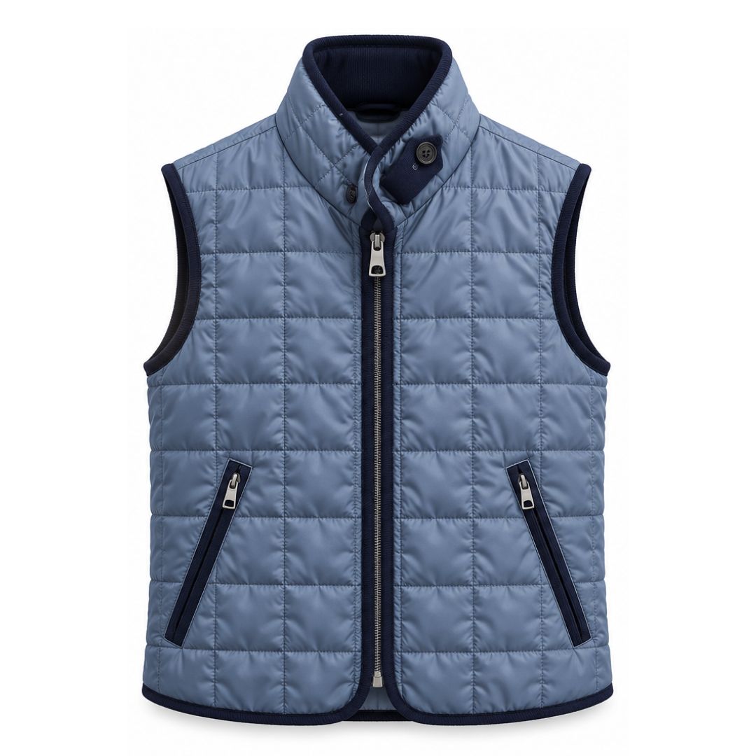 Box Quilt Vest, Sky