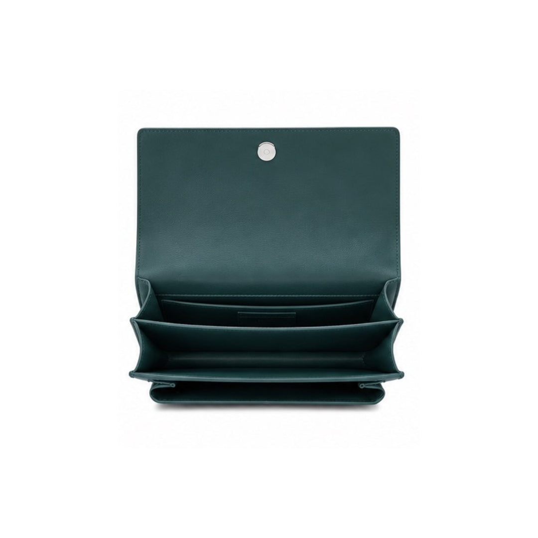 YSL Medium Sunset Bag in Green Calfskin
