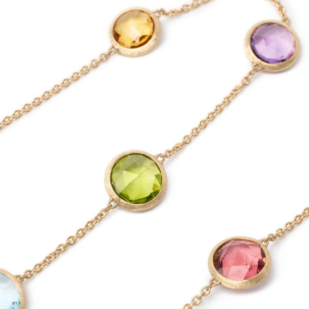 Jaipur Color Engraved Gold Gemstone Necklace 18K YG