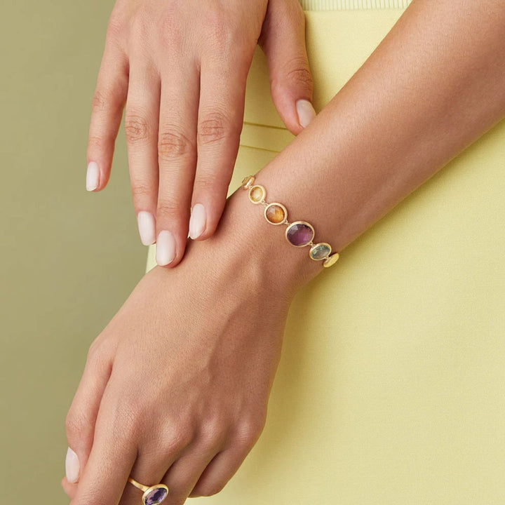 Jaipur Color Gold Gemstone Graduated Bracelet 18K YG