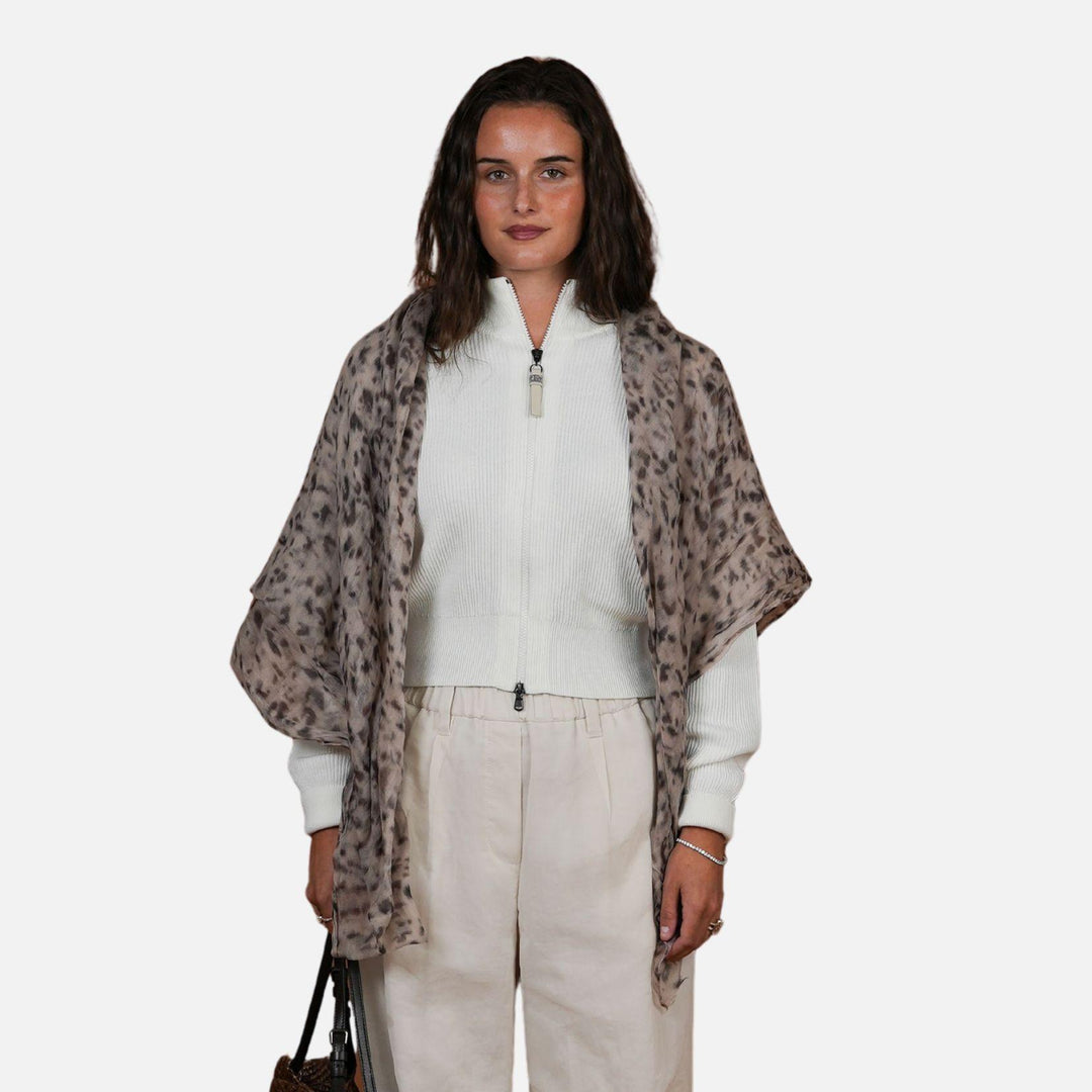 Leopard Cashmere Silk Scarf