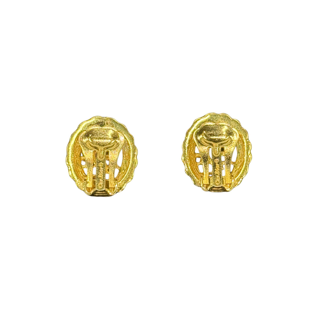 Christian Dior CD Crystal Earrings in Gold
