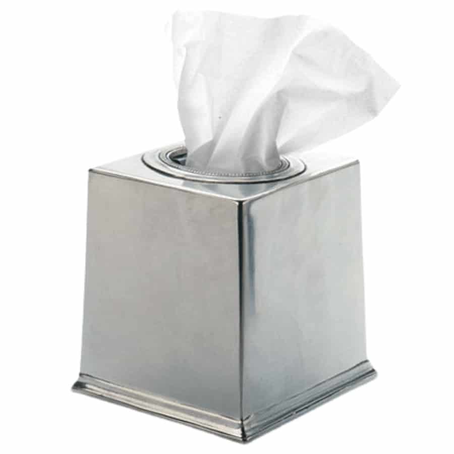 pewter tissue box holder