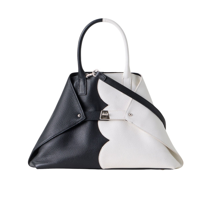 Akris Ai Small Top Handle Tote in Black and White