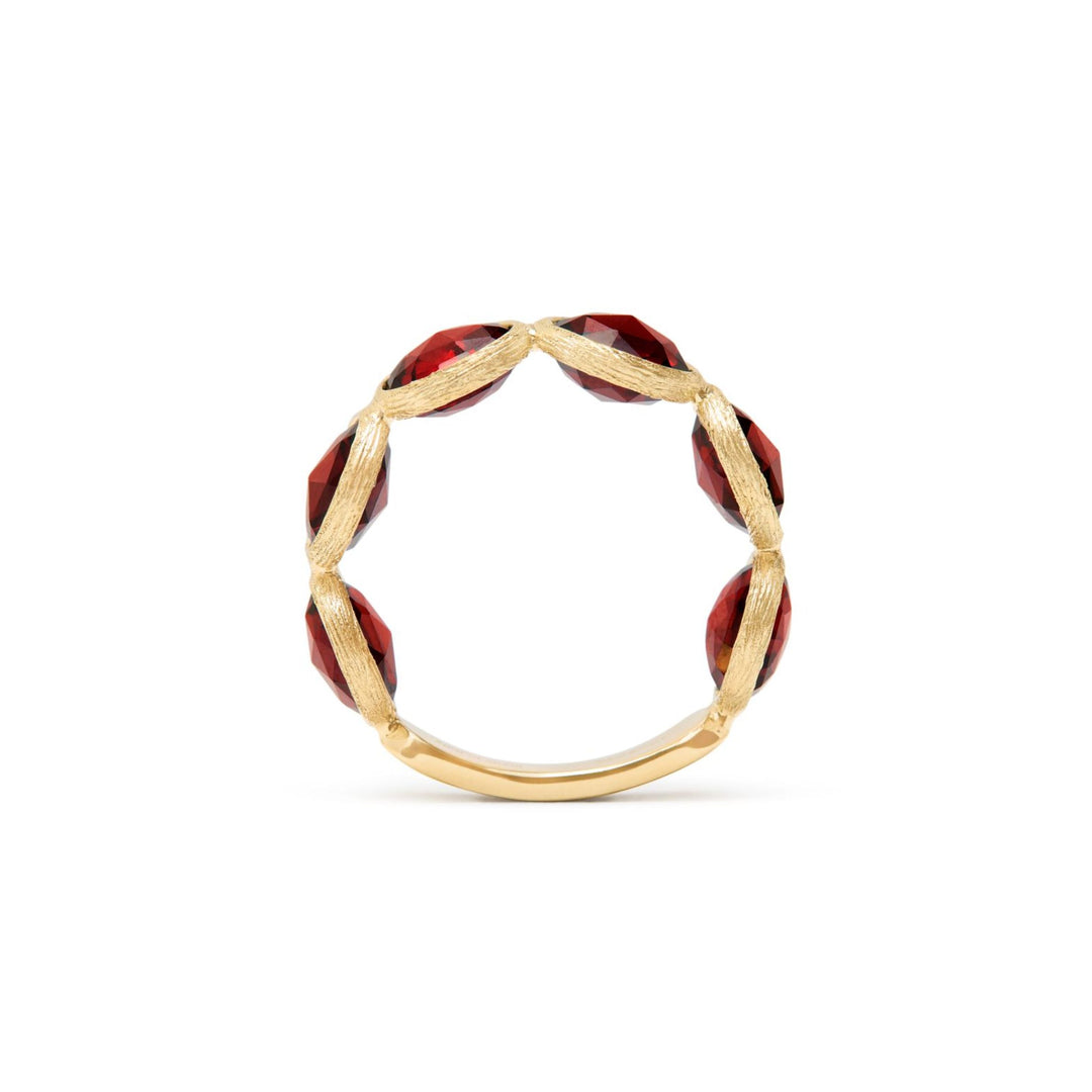 Jaipur Color Red Garnet Ring 18K YG