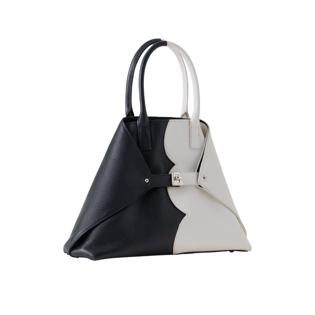 Akris Ai Small Top Handle Tote in Black and White