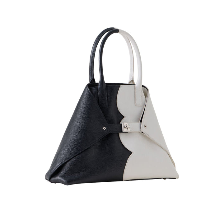 Akris Ai Small Top Handle Tote in Black and White