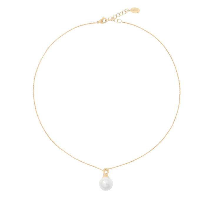 Africa White Pearl Pendant Boule Necklace 18K YG
