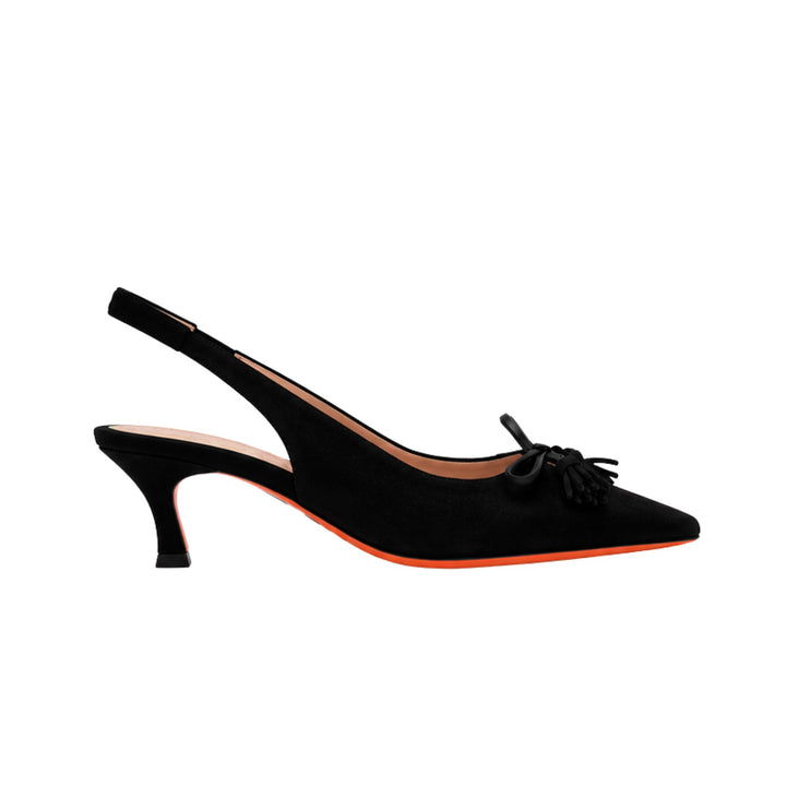 Adri Suede Slingback with Bow in Black