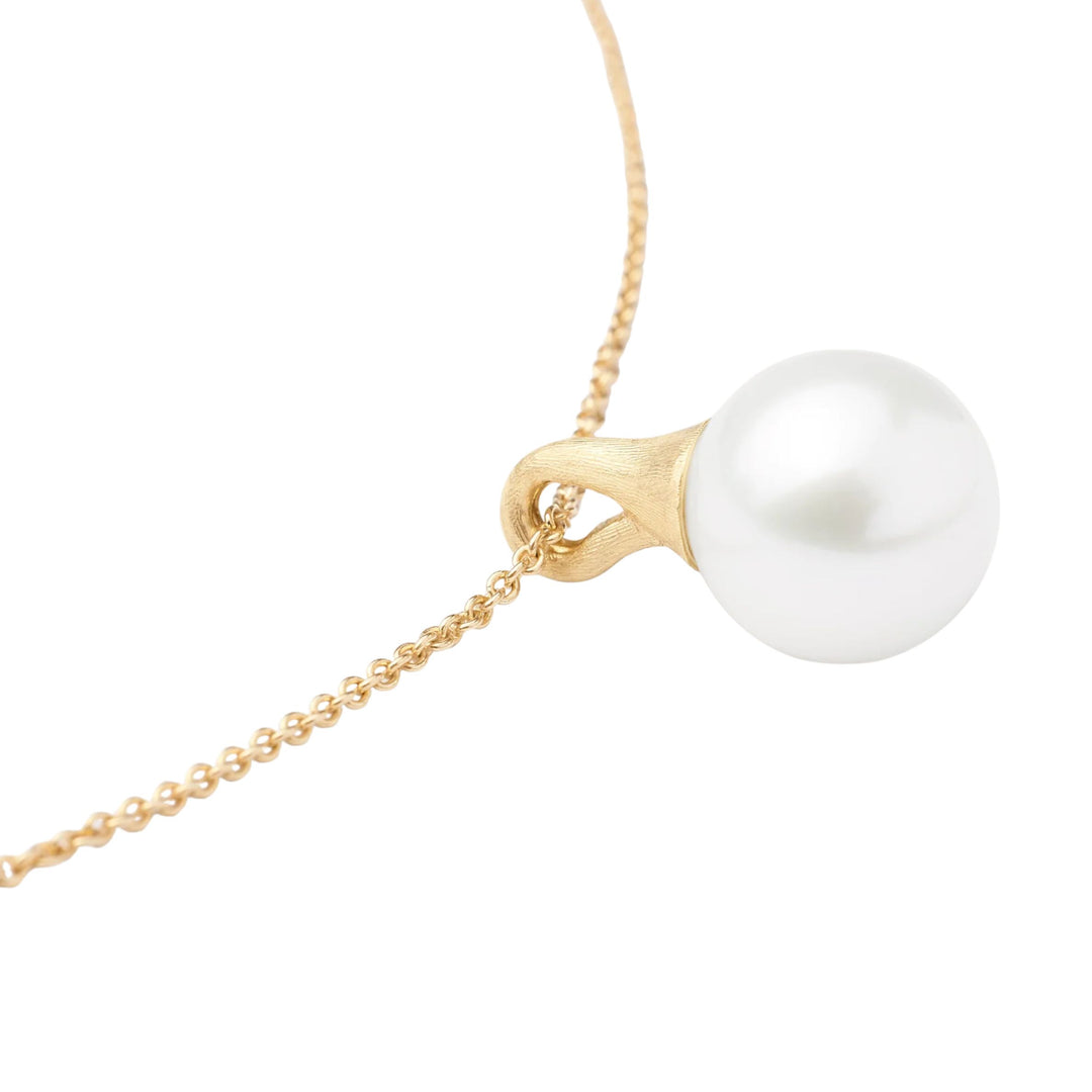 Africa White Pearl Pendant Boule Necklace 18K YG