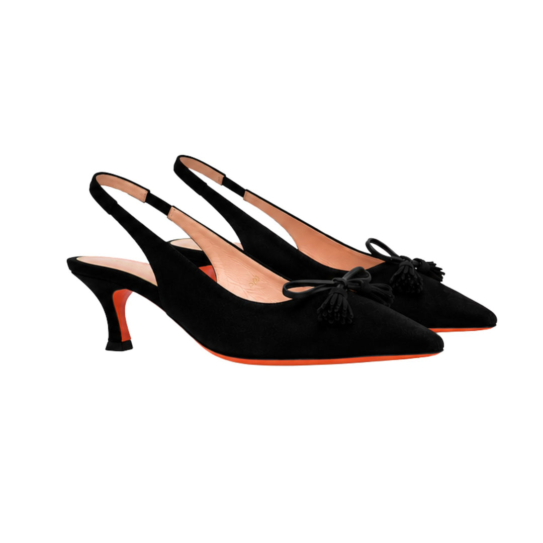 Adri Suede Slingback with Bow in Black